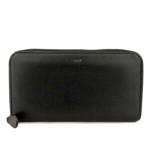 BALLY Logo Leather Zip Around Long Wallet Black/7BH0810